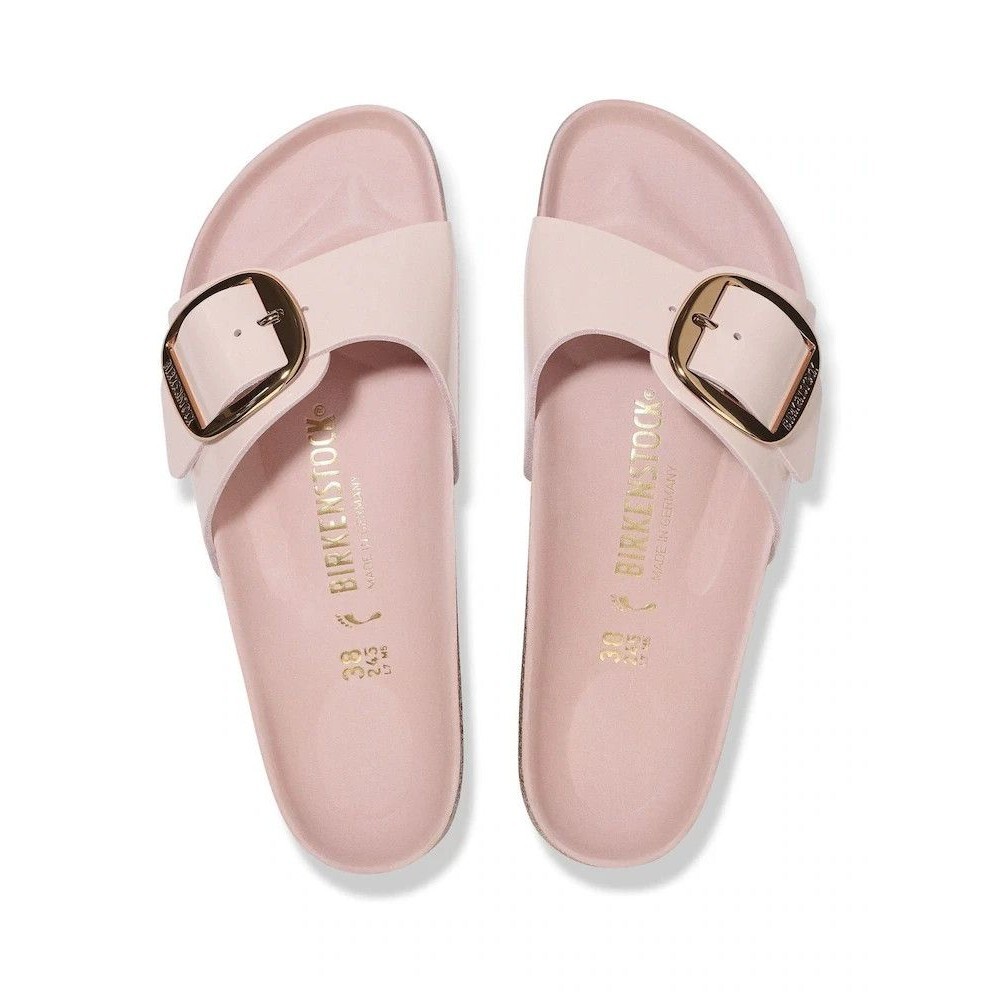 Birkenstock Women Madrid Big Buckle Shine Leather Sandals PINK EU 38 Narrow